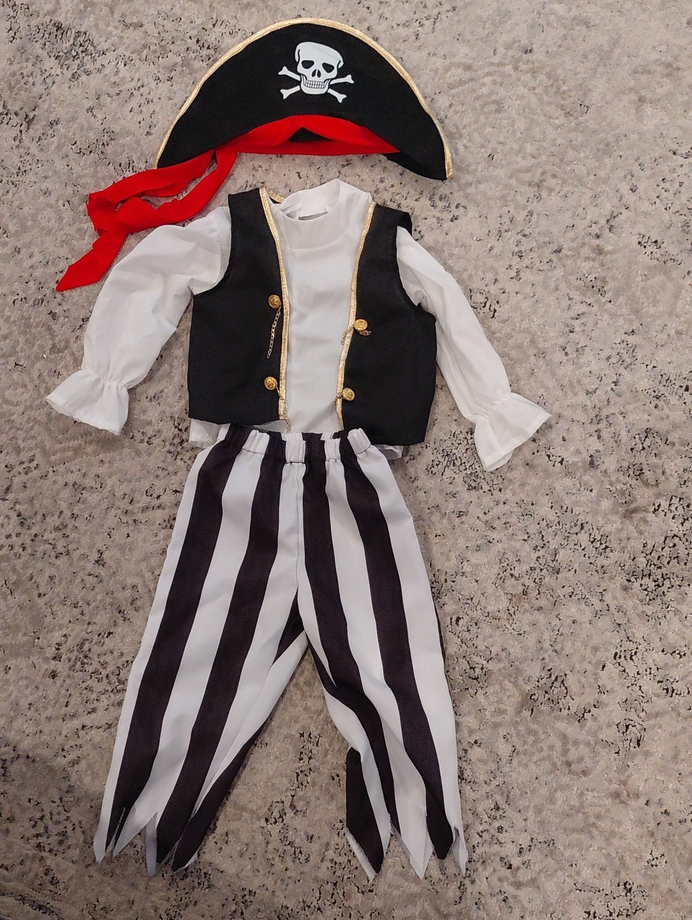 Kids Pirate Costume Set in Black, White & Red